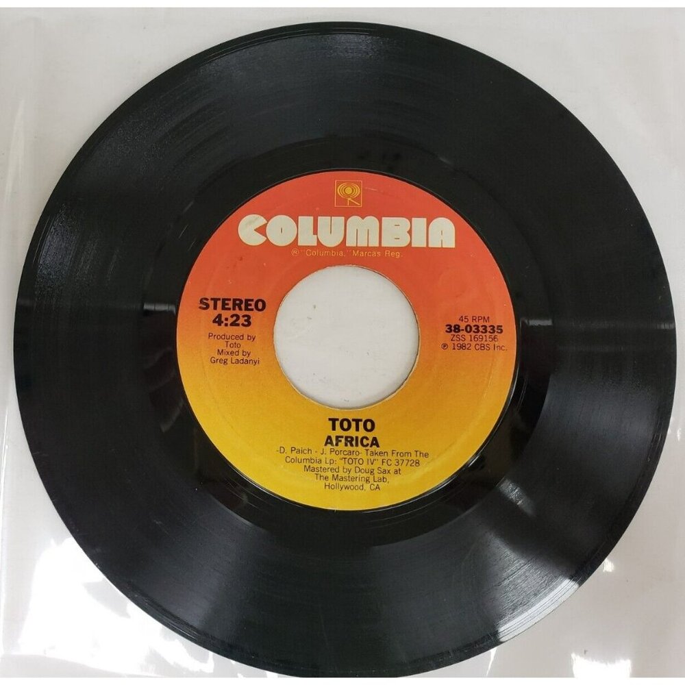 Record 45 RPM Vinyl  Toto- Africa/ Good For You VINTAGE 1982